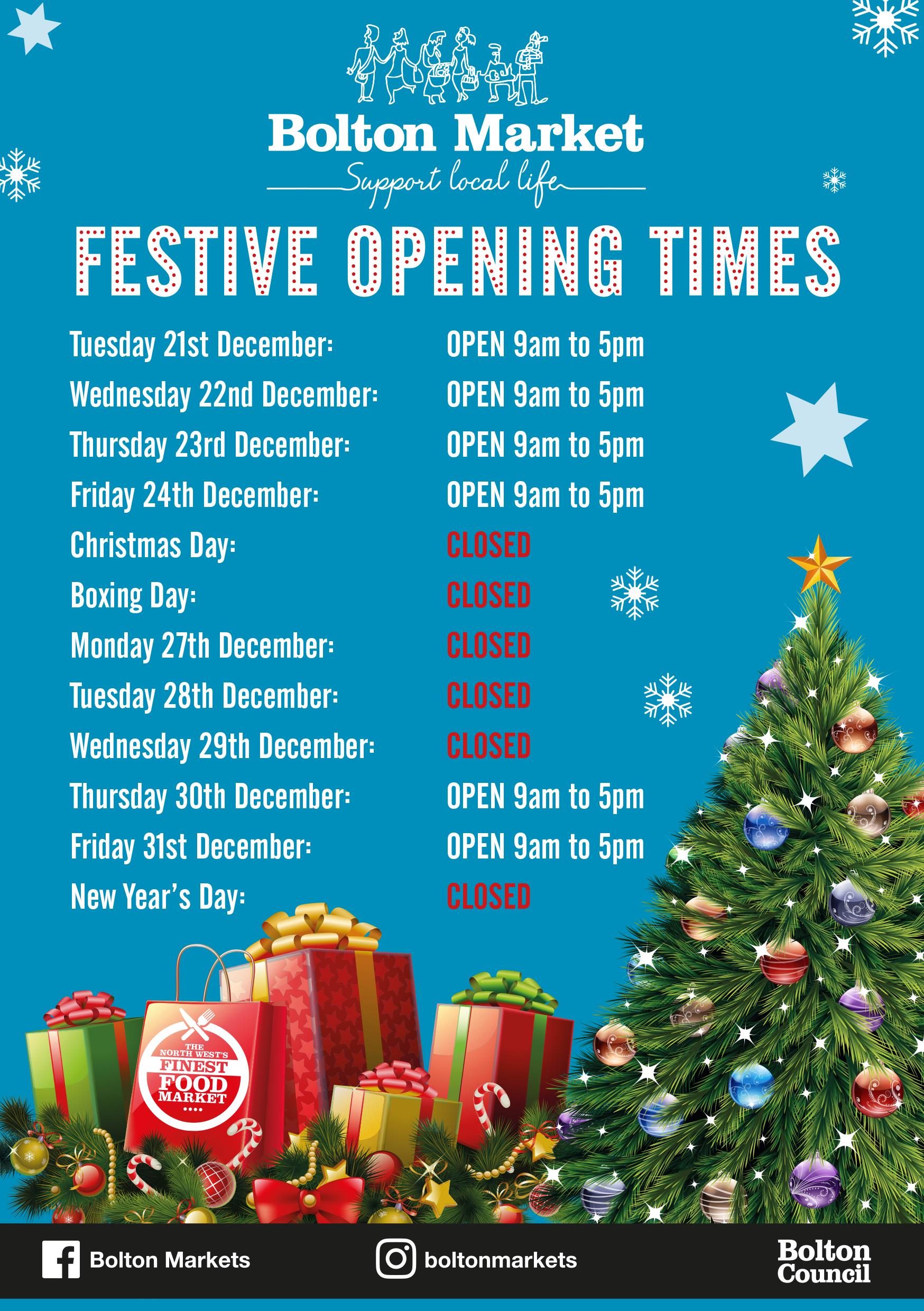 Festive Opening Times